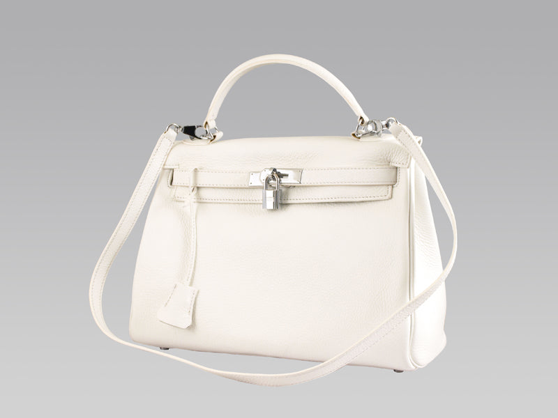 HERMES KELLY 32CM TOGO LEATHER CLEMENCE WHITE