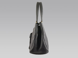 PRADA COWHIDE MEDIUM TOTE WITH FRONT POCKET BLACK