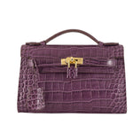 HERMES MATTE KELLY POCHETTE CROCODILE PURPLE