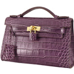 HERMES MATTE KELLY POCHETTE CROCODILE PURPLE