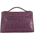 HERMES MATTE KELLY POCHETTE CROCODILE PURPLE