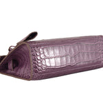 HERMES MATTE KELLY POCHETTE CROCODILE PURPLE