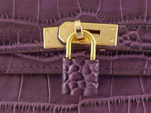 HERMES MATTE KELLY POCHETTE CROCODILE PURPLE