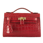 HERMES MATTE KELLY POCHETTE CROCODILE RED