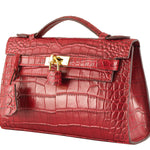 HERMES MATTE KELLY POCHETTE CROCODILE RED