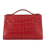 HERMES MATTE KELLY POCHETTE CROCODILE RED