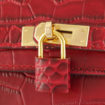 HERMES MATTE KELLY POCHETTE CROCODILE RED