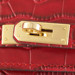 HERMES MATTE KELLY POCHETTE CROCODILE RED