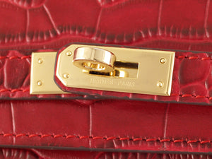 HERMES MATTE KELLY POCHETTE CROCODILE RED