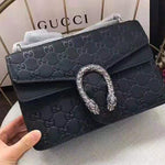 GUCCI DIONYSUS SMALL GUCCISSIMA LEATHER GG SHOULDER BAG BLACK