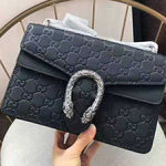 GUCCI DIONYSUS SMALL GUCCISSIMA LEATHER GG SHOULDER BAG BLACK