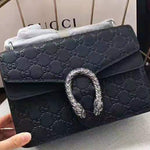 GUCCI DIONYSUS SMALL GUCCISSIMA LEATHER GG SHOULDER BAG BLACK