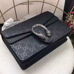 GUCCI DIONYSUS SMALL GUCCISSIMA LEATHER GG SHOULDER BAG BLACK