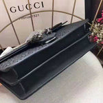 GUCCI DIONYSUS SMALL GUCCISSIMA LEATHER GG SHOULDER BAG BLACK