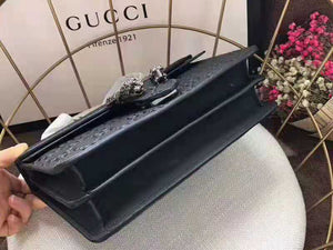 GUCCI DIONYSUS SMALL GUCCISSIMA LEATHER GG SHOULDER BAG BLACK