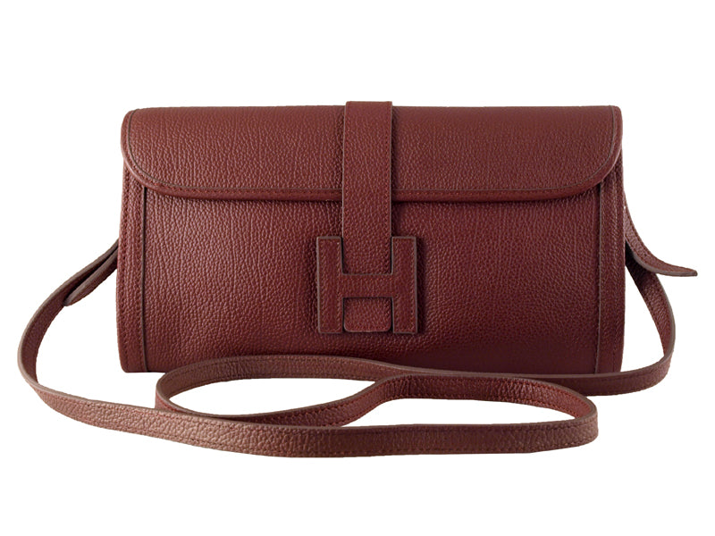 HERMES FLAP CLUTCH PURPLISH RED