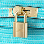 HERMES KELLY POCHETTE LONGUE LIZARD LEATHER BLUE