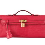 HERMES KELLY POCHETTE LONGUE LIZARD LEATHER RED