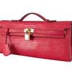 HERMES KELLY POCHETTE LONGUE LIZARD LEATHER RED