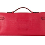 HERMES KELLY POCHETTE LONGUE LIZARD LEATHER RED