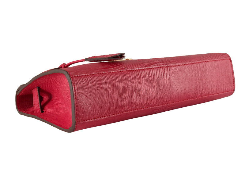 HERMES KELLY POCHETTE LONGUE LIZARD LEATHER RED