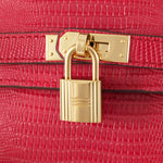 HERMES KELLY POCHETTE LONGUE LIZARD LEATHER RED