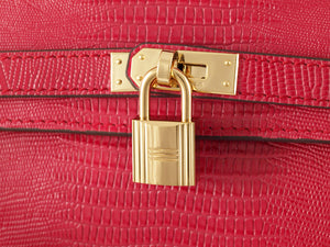 HERMES KELLY POCHETTE LONGUE LIZARD LEATHER RED