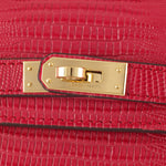 HERMES KELLY POCHETTE LONGUE LIZARD LEATHER RED