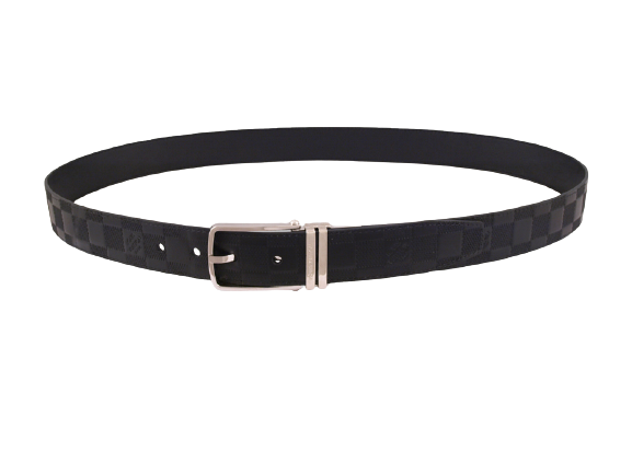 LV BOSTON REVERSIBLE GLAZED CALF LEATHER SILVER BELT