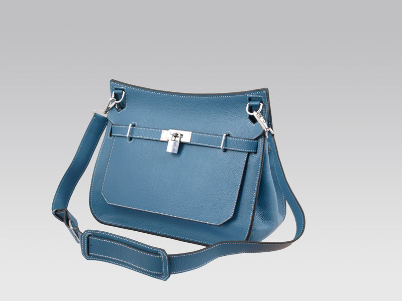 HERMES JYPSIERE 34 MESSENGER BAG CLEMENCE BLEU MARINE