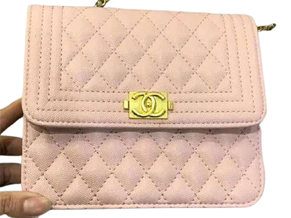 CHANEL BOY LARGE BAG GRAINED CALFSKIN PINK