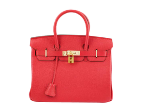 HERMES BIRKIN 30CM CLEMENCE ROUGE VIF WITH GOLDEN HARDWARE