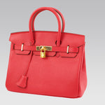 HERMES BIRKIN 30CM CLEMENCE ROUGE VIF WITH GOLDEN HARDWARE