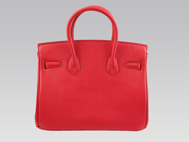 HERMES BIRKIN 30CM CLEMENCE ROUGE VIF WITH GOLDEN HARDWARE