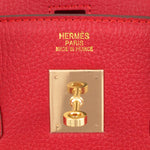 HERMES BIRKIN 30CM CLEMENCE ROUGE VIF WITH GOLDEN HARDWARE