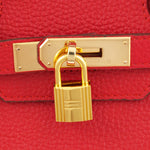 HERMES BIRKIN 30CM CLEMENCE ROUGE VIF WITH GOLDEN HARDWARE