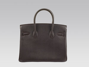 HERMES BIRKIN 30CM TOGO LEATHER CHOCOLATE WITH SILVER HARDWARE