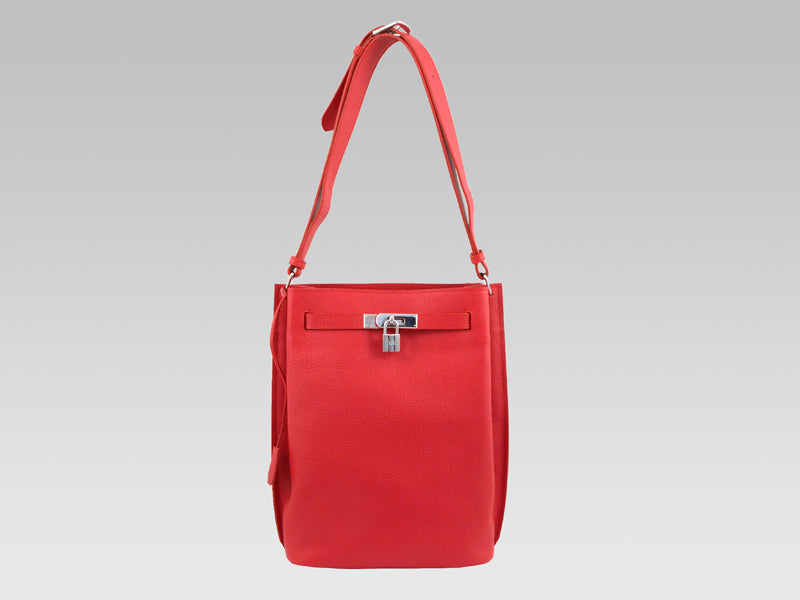 HERMES SO KELLY 22CM CLEMENCE RED