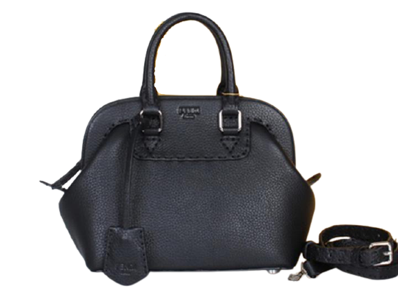 FENDI ORIGINAL LEATHER MINI SELLERIA ADELE SATCHEL BLACK