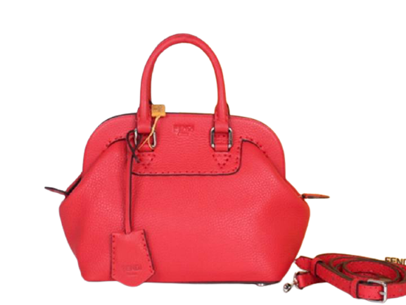 FENDI ORIGINAL LEATHER MINI SELLERIA ADELE SATCHEL RED