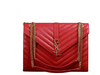 YVES SAINT LAURENT CLASSIC LARGE MONOGRAMME SATCHEL IN LIPSTICK RED GRAIN DE POUDRE TEXTURED MATELASSE LEATHER