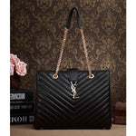 YVES SAINT LAURENT CLASSIC MONOGRAMME SHOPPING BAG IN BLACK LAMBSKIN MATELASSE LEATHER