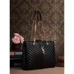 YVES SAINT LAURENT CLASSIC MONOGRAMME SHOPPING BAG IN BLACK LAMBSKIN MATELASSE LEATHER