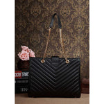 YVES SAINT LAURENT CLASSIC MONOGRAMME SHOPPING BAG IN BLACK LAMBSKIN MATELASSE LEATHER