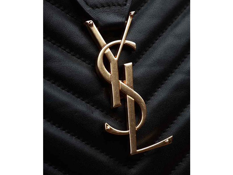 YVES SAINT LAURENT CLASSIC MONOGRAMME SHOPPING BAG IN BLACK LAMBSKIN MATELASSE LEATHER