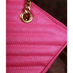 YVES SAINT LAURENT CLASSIC MONOGRAMME SHOPPING BAG IN LIPSTICK FUCHSIA GRAIN DE POUDRE TEXTURED MATELASSE LEATHER