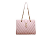 YVES SAINT LAURENT CLASSIC MONOGRAMME SHOPPING BAG IN PINK GRAIN DE POUDRE TEXTURED MATELASSE LEATHER