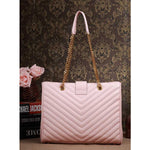 YVES SAINT LAURENT CLASSIC MONOGRAMME SHOPPING BAG IN PINK GRAIN DE POUDRE TEXTURED MATELASSE LEATHER