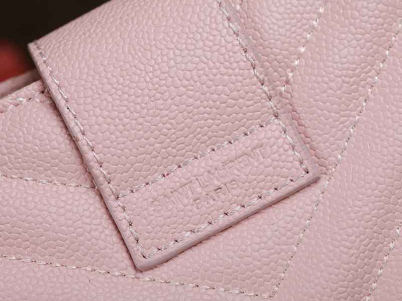 YVES SAINT LAURENT CLASSIC MONOGRAMME SHOPPING BAG IN PINK GRAIN DE POUDRE TEXTURED MATELASSE LEATHER