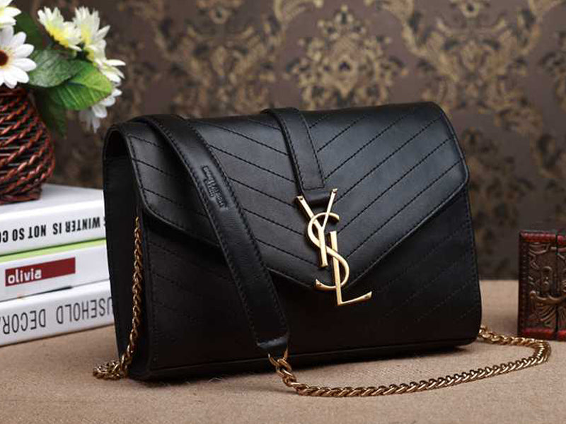 YSL SMALL MONOGRAMME SATCHEL BLACK MATELASSE ANTIQUE GOLD HARDWARE